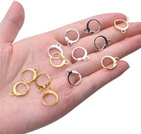 img 2 attached to 🔗 100-Piece Round Leverback Earring Hooks with Jump Hook - Golden and Silver | Earrings, French-Style Earwire Replacement