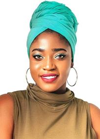 img 3 attached to 🏽 HongyuAmy African Knit Stretch Jersey Turban Head Wrap: Extra Long Hair Scarf Tie for Women - 70”x33”