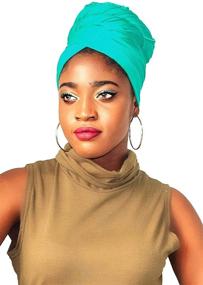 img 2 attached to 🏽 HongyuAmy African Knit Stretch Jersey Turban Head Wrap: Extra Long Hair Scarf Tie for Women - 70”x33”