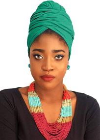 img 4 attached to 🏽 HongyuAmy African Knit Stretch Jersey Turban Head Wrap: Extra Long Hair Scarf Tie for Women - 70”x33”