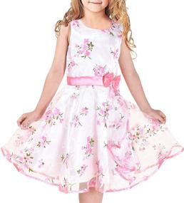 img 4 attached to Purple Ribbon Ruffle Floral Sleeveless Girls' Clothing for Dresses