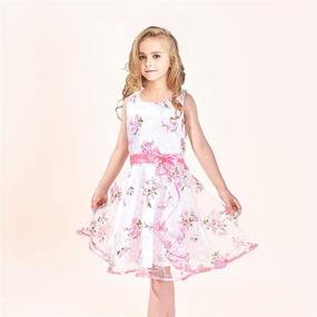 img 3 attached to Purple Ribbon Ruffle Floral Sleeveless Girls' Clothing for Dresses