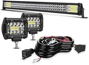 img 4 attached to 🚚 LED Light Bar TURBO SII 32 Inch Triple Row Spot Flood Combo - Powerful Offroad Lights for Trucks, Trailers, ATV, UTV, Polaris RZR, SUV, Boats - Includes 2Pcs 4 Inch 60W Led Cube Pod Lights & Wiring Kits