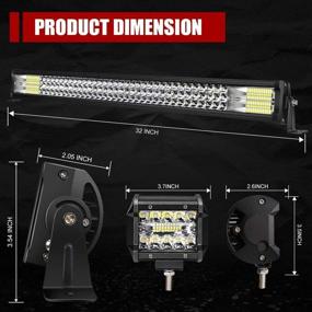 img 3 attached to 🚚 LED Light Bar TURBO SII 32 Inch Triple Row Spot Flood Combo - Powerful Offroad Lights for Trucks, Trailers, ATV, UTV, Polaris RZR, SUV, Boats - Includes 2Pcs 4 Inch 60W Led Cube Pod Lights & Wiring Kits