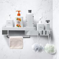 🚿 rotating shower caddy - hanghover shelf for corner wall in bathroom, convenient adhesive shampoo holder plastic organizer - large size 4.3x13.3x3in, drill-free & damage-free mount, 2.7kg weight capacity - white/grey logo