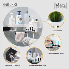 img 3 attached to 🚿 Rotating Shower Caddy - HangHover Shelf for Corner Wall in Bathroom, Convenient Adhesive Shampoo Holder Plastic Organizer - Large Size 4.3x13.3x3in, Drill-Free & Damage-Free Mount, 2.7kg Weight Capacity - White/Grey