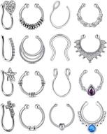 👃 vcmart non-piercing clip-on fake septum rings: stainless steel faux nose rings for stylish body piercing jewelry logo