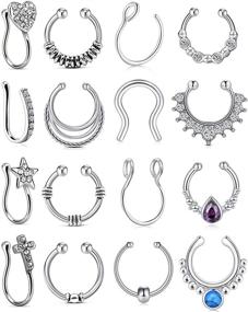 img 2 attached to 👃 Vcmart Non-Piercing Clip-On Fake Septum Rings: Stainless Steel Faux Nose Rings for Stylish Body Piercing Jewelry