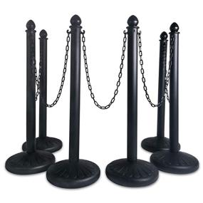img 4 attached to 🚧 Crowd Control Stands: Black Plastic Stanchion Posts Set with 5PCS 40" Barrier