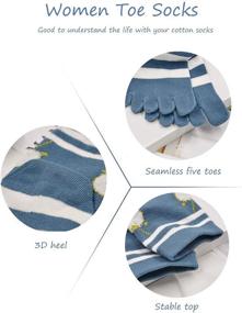 img 1 attached to 🧦 Stylish Striped Five Finger Toe Socks for Women - Cotton Ankle Socks for Girls Ideal for Running and Athletics (4/5 Pairs)