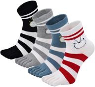 🧦 stylish striped five finger toe socks for women - cotton ankle socks for girls ideal for running and athletics (4/5 pairs) логотип