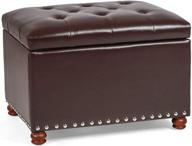 🛋️ brown-new adeco button tufted accent rectangular storage bench ottoman footstool: stylish and functional solution for clutter-free living logo