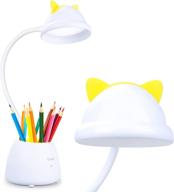 🐱 neporal cute cat led desk lamp: dimmable, eye-caring study lamp with pencil holder & organizer - perfect gift for cat lovers & kids логотип