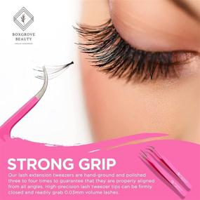 img 1 attached to 🔪 Premium Stainless Steel Lash Tweezers for Eyelash Extensions - Pack of 2, Straight and Curved Tip, Pink - False Lash Application Tools