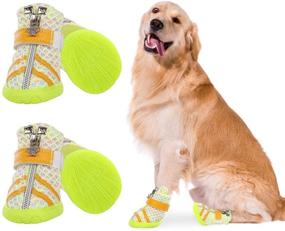 img 4 attached to 👟 Zuozee Dog Boots: Breathable Mesh Shoes with Anti-Slip Sole, Reflective Straps, Zipper Closure - 4pcs