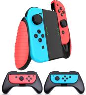 enhance your gaming experience with heystop grip for nintendo switch/switch oled joy con - 3 pack red game controller handle case kit logo