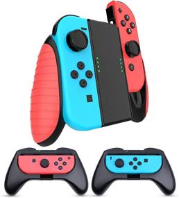 img 4 attached to Enhance Your Gaming Experience with HEYSTOP Grip for Nintendo Switch/Switch OLED Joy Con - 3 Pack Red Game Controller Handle Case Kit