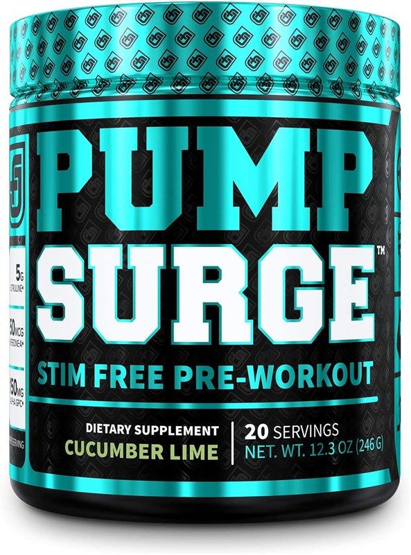 PUMPSURGE Caffeine Free Pump & Nootropic Pre Workout Supplement - Non  Stimulant Preworkout Powder & Nitric Oxide Booster - 20 Servings,  Watermelon 