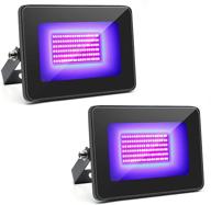 🎉 enhance your party atmosphere: 2 pack of 30w ip66-waterproof uv flood lights with plug for dance party lighting, stage, aquarium, glow in the dark логотип