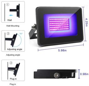 img 3 attached to 🎉 Enhance Your Party Atmosphere: 2 Pack of 30W IP66-Waterproof UV Flood Lights with Plug for Dance Party Lighting, Stage, Aquarium, Glow in The Dark