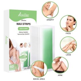 img 1 attached to 💆 Aisillac 60 Strips Hair Removal Wax Strips: Aloe Vera Double Sided Cold Body Waxing Kit for Smooth Arms, Legs, and Bikini Hair Epilation at Home - Large, Hypoallergenic Hair Remover for Full Body!