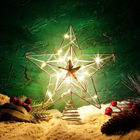 img 2 attached to 🌟 Lulu Home Silver LED Star Tree Topper - 8.5" X 7.6", 15 LED Lighted, Xmas Tree Ornament Decoration for Christmas