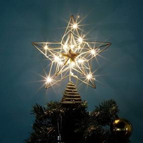 img 4 attached to 🌟 Lulu Home Silver LED Star Tree Topper - 8.5" X 7.6", 15 LED Lighted, Xmas Tree Ornament Decoration for Christmas