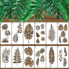 img 4 attached to 🌿 Set of 12 Tropical Leaf Stencils - Fern, Monstera, Palm, and Turtle Leaf Wall Stencil Templates for Botanical, Furniture, Canvas, Wood Plank Crafts - Reusable, 4 x 8 Inches