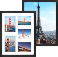 🖼️ stylish 2-piece collage picture frame set: solid pine-black, 12x16 wall gallery photo frames логотип