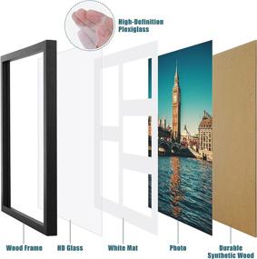 img 1 attached to 🖼️ Stylish 2-Piece Collage Picture Frame Set: Solid Pine-Black, 12x16 Wall Gallery Photo Frames