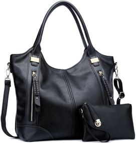 img 4 attached to 👜 KKXIU Женские сумки-хобо из искусственной кожи - комплект из 2-х больших сумок и сумочек с скрытым ношением оружия, модная плечевая сумка.