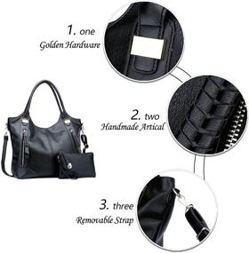 img 1 attached to 👜 KKXIU Женские сумки-хобо из искусственной кожи - комплект из 2-х больших сумок и сумочек с скрытым ношением оружия, модная плечевая сумка.