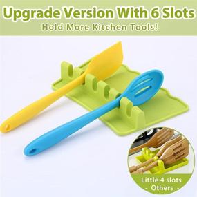 img 2 attached to 🥄 Green Silicone Spoon Rest - Non-Slip Utensils Holder with 6 Slots for Stove Top, Kitchen Counter, Grill - BPA-Free Spatula and Spoon Holder