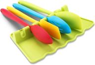 🥄 green silicone spoon rest - non-slip utensils holder with 6 slots for stove top, kitchen counter, grill - bpa-free spatula and spoon holder logo