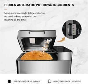 img 1 attached to Stainless Steel 18 in 1 Bread and Ice Cream Maker- 2LB Capacity, Non-Stick Coated Liner, Full Tempered Glass Touch Screen Design