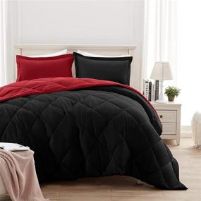 img 2 attached to BYSURE Reversible Queen Comforter Set (Full / Queen Size, Red &amp; Black), Lightweight Box-Stitched Bedding Set with 3 Pieces, All-Season Quilted Comforter (88x92) and 2 Pillow Shams