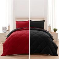 bysure reversible queen comforter set (full / queen size, red &amp; black), lightweight box-stitched bedding set with 3 pieces, all-season quilted comforter (88x92) and 2 pillow shams logo