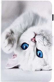 img 2 attached to 🐱 UUcovers Stand Case for Samsung Galaxy Tab E 8.0 Inch 2016 Tablet (SM-T377A/T377V/T377P/T375/T378) - White Kitten Cat Design, PU Leather TPU Shockproof Back Cover with Pencil Holder Pockets and Auto Sleep/Wake Function