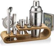 🍹 premium mixology bartender kit and cocktail shaker set for ultimate drink mixing experience - complete home bartending tool kit with 10 bar tools and stylish bamboo stand (silver) logo