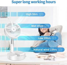 img 1 attached to 🌀 Howkes Foldable Rotating Fan with Remote Control - USB Charging Travel Fan, 7200mAh Battery - Air Circulation for Home and Office, Bedroom Fan with 4-Speed Adjustable - White