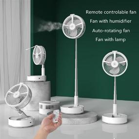 img 2 attached to 🌀 Howkes Foldable Rotating Fan with Remote Control - USB Charging Travel Fan, 7200mAh Battery - Air Circulation for Home and Office, Bedroom Fan with 4-Speed Adjustable - White