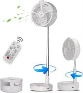 🌀 howkes foldable rotating fan with remote control - usb charging travel fan, 7200mah battery - air circulation for home and office, bedroom fan with 4-speed adjustable - white logo