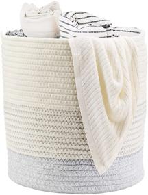 img 4 attached to 🧺 BEIUTAO Small Woven Storage Basket - 10x10x10 inches, Foldable & Stylish Cotton Rope Basket with Handle - Ideal for Towels, Clothing, Toys, Pet Supplies, and More!