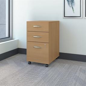 img 3 attached to Bush Business Furniture Series C Mobile File Cabinet - 3 Drawer in Light Oak Finish