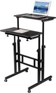 📱 siducal mobile standing desk: versatile rolling laptop cart for efficient stand up work, adjustable table workstation for home office, sleek black design logo