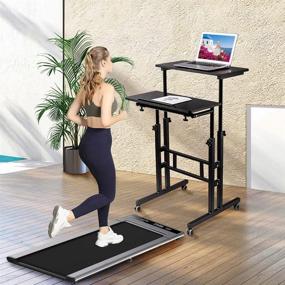 img 1 attached to 📱 SIDUCAL Mobile Standing Desk: Versatile Rolling Laptop Cart for Efficient Stand Up Work, Adjustable Table Workstation for Home Office, Sleek Black Design