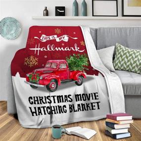 img 3 attached to 🎄 Плед для просмотра рождественских фильмов Hallmark - уютный и роскошный плед из очень мягкого флиса с мотивом красного грузовика (размер 50"x60") - идеальный подарок для комфорта на диване