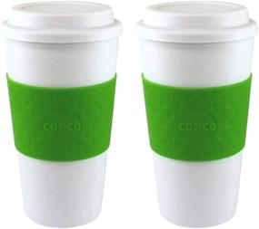img 1 attached to ☕️ Copco Acadia Double Wall Insulated 16 oz Travel Mug Set of 2 with Non-Slip Sleeve, Commuter Friendly, Kiwi, Drink On the Go