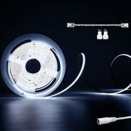 💡 super bright 6500k daylight white cob led strip lights by pautix - 18ft/5.5m cri90+ led tape for diy home kitchen lighting projects with connector extension wire (dc12v, power supply excluded) логотип