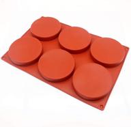 🍰 6-cavity large cake molds - silicone round disc resin coaster mold - non-stick baking molds for mousse cake, french dessert, candy, soap (red) logo